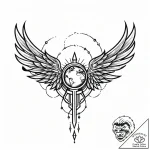 Nightfall wings beneath iron sky, tattoo flas… – style Jaeger Mini – tattoo sketch (09.11.2025 06:38)