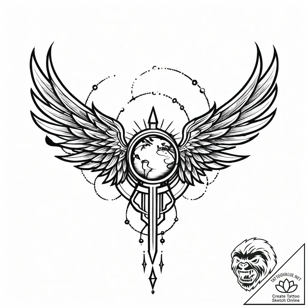 Nightfall wings beneath iron sky, tattoo flas... - style Jaeger Mini - tattoo sketch (09.11.2025 06:38)