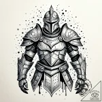 Animated armor with no wearer, ink illustrati… – style Jaeger Simple – tattoo sketch (09.11.2025 06:52)