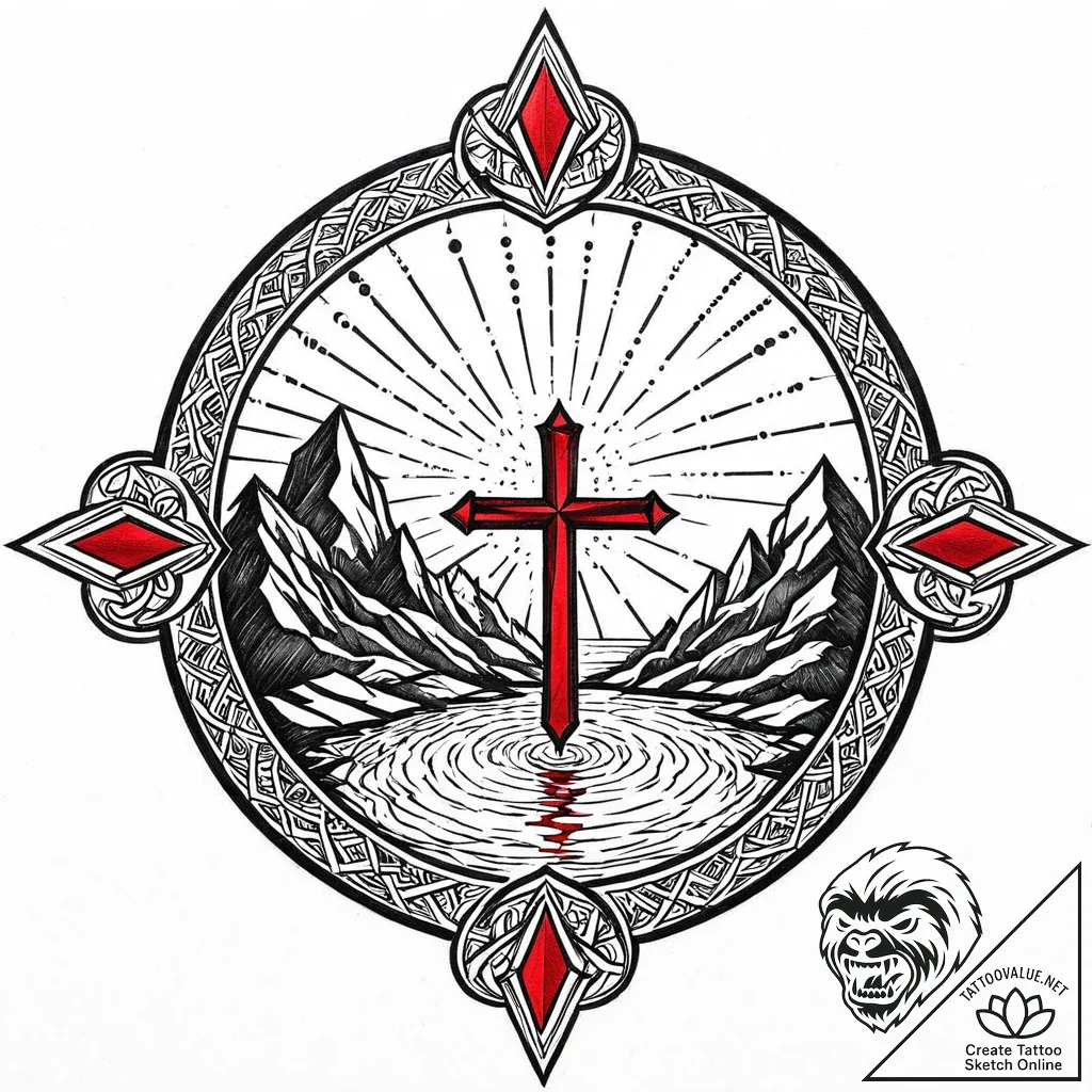 Oracle gazing into crystal pool, tattoo sketc... - style Jaeger Mini - tattoo sketch (09.11.2025 06:58)