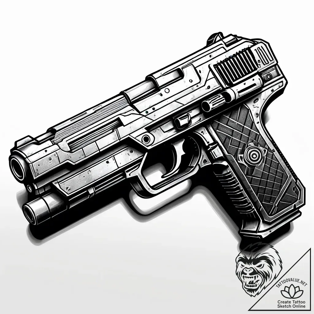 Deckard's pistol from blade runner - style Jaeger Simple - tattoo sketch (09.11.2025 07:12)