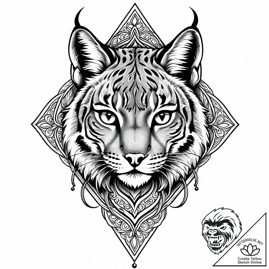 Lynx eyes reflecting void, ink illustration f... - style Jaeger Mini - tattoo sketch (09.11.2025 07:18)
