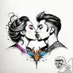 Kiss, concept art for tattoo, fine lines, del… – style Jagger Old – tattoo sketch (09.11.2025 07:22)