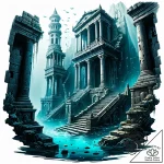 Stairway leading to a submerged city – style Jaeger Simple – tattoo sketch (09.11.2025 07:32)
