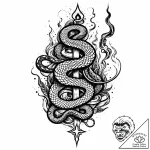 Arcane snake with smoke trail, ink illustrati… – style Jaeger Mini – tattoo sketch (09.11.2025 07:38)