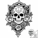 Orcish shield burned with runes, artistic tat… – style Jaeger Mini – tattoo sketch (09.11.2025 07:58)