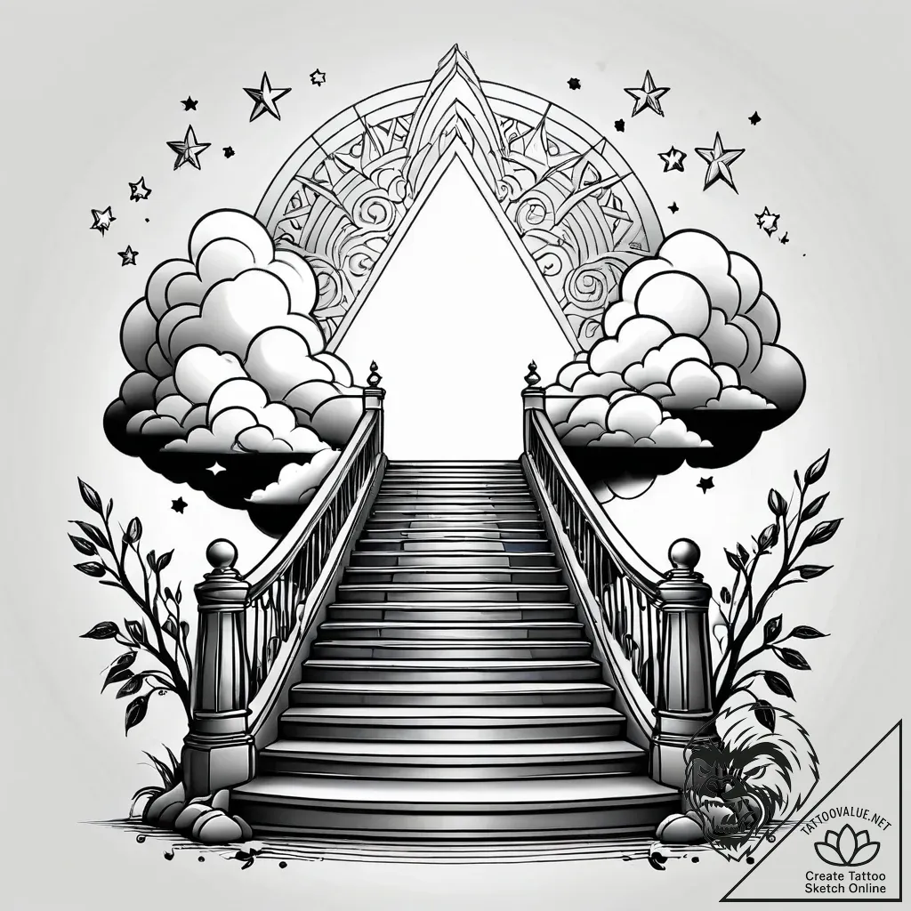 Stairway to the clouds - style Jagger Old - tattoo sketch (09.11.2025 08:03)