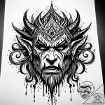 Orcish war paint dripping like blood, concept… – style Jaeger Simple – tattoo sketch (09.11.2025 08:33)