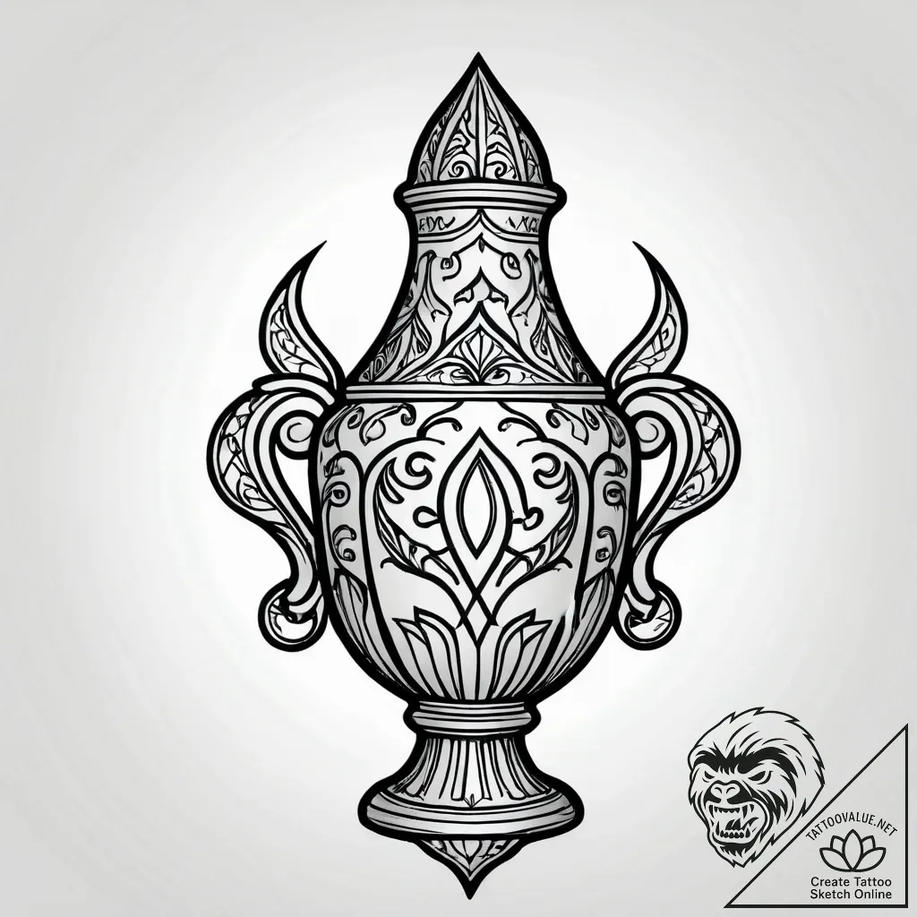 Urn with a ghost escaping from it, tattoo fla... - style Jagger Old - tattoo sketch (09.11.2025 09:23)