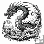Tat tattoo sketch, sea dragon entwined with t… – style Jaeger Simple – tattoo sketch (09.11.2025 09:33)