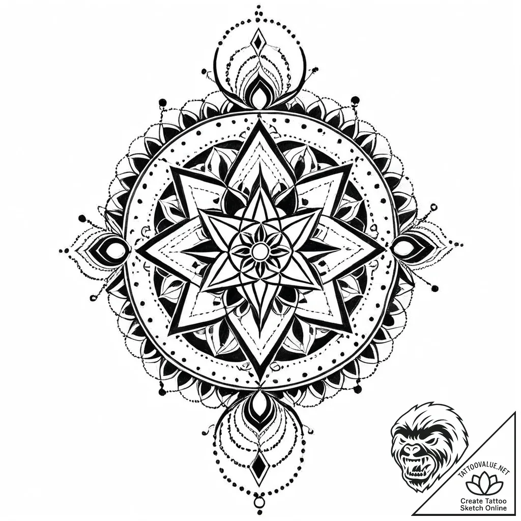 Riftwalker beneath burning stars, artistic ta... - style Jaeger Mini - tattoo sketch (09.11.2025 09:38)