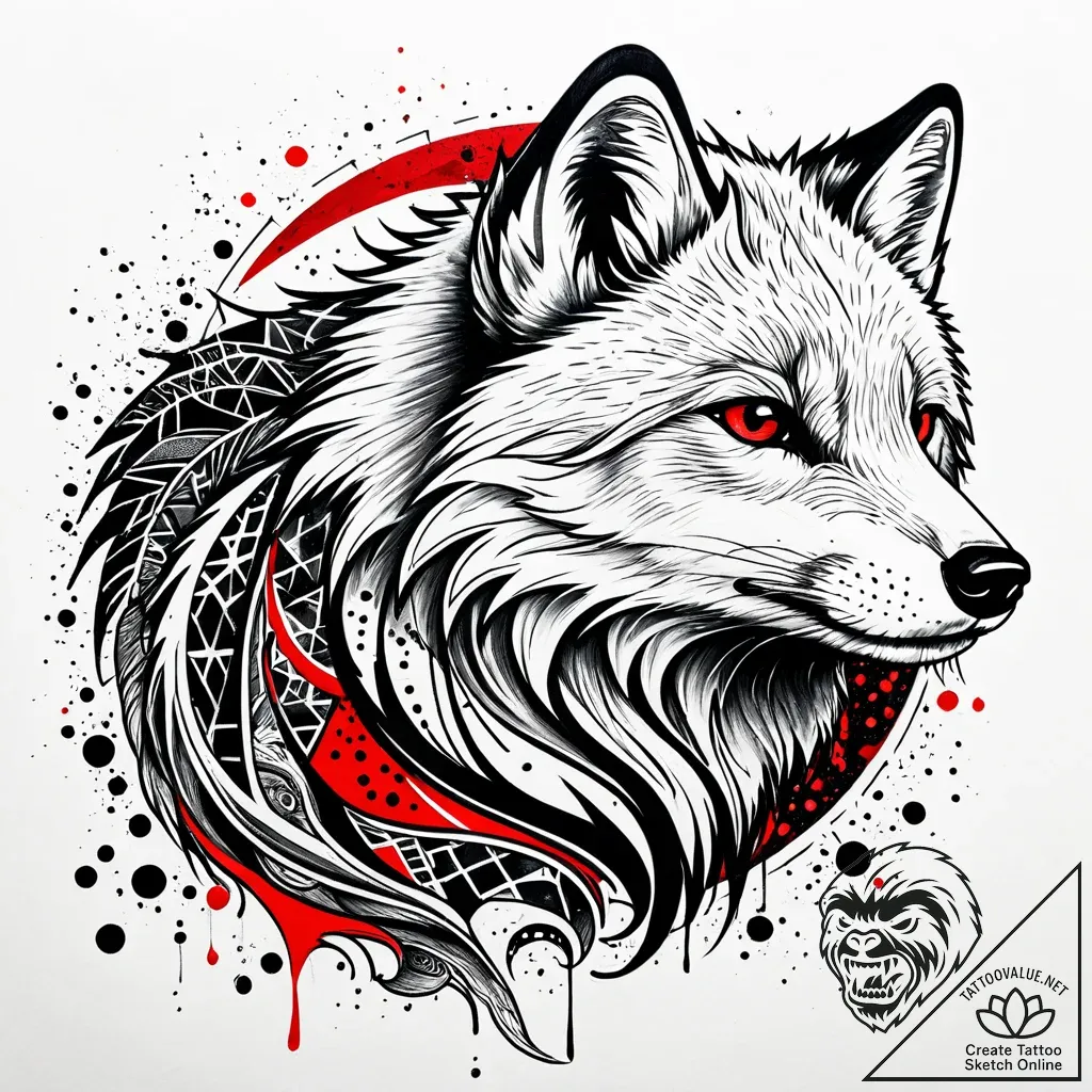 Arctic fox with icy fur, tattoo flash sheet d... - style Jaeger Simple - tattoo sketch (09.11.2025 09:53)