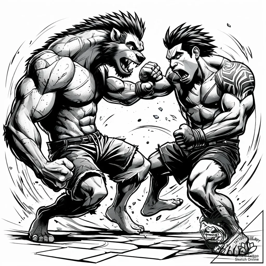 Eskizto, tattoo sketch, diego and manny fight... - style Jaeger Simple - tattoo sketch (09.11.2025 10:13)