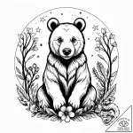 Tattoo sketch, koda playful cub with forest f… – style Jagger Old – tattoo sketch (09.11.2025 10:22)