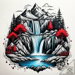 An active waterfall cascading into a pristine… – style Jaeger Simple – tattoo sketch (09.11.2025 10:32)
