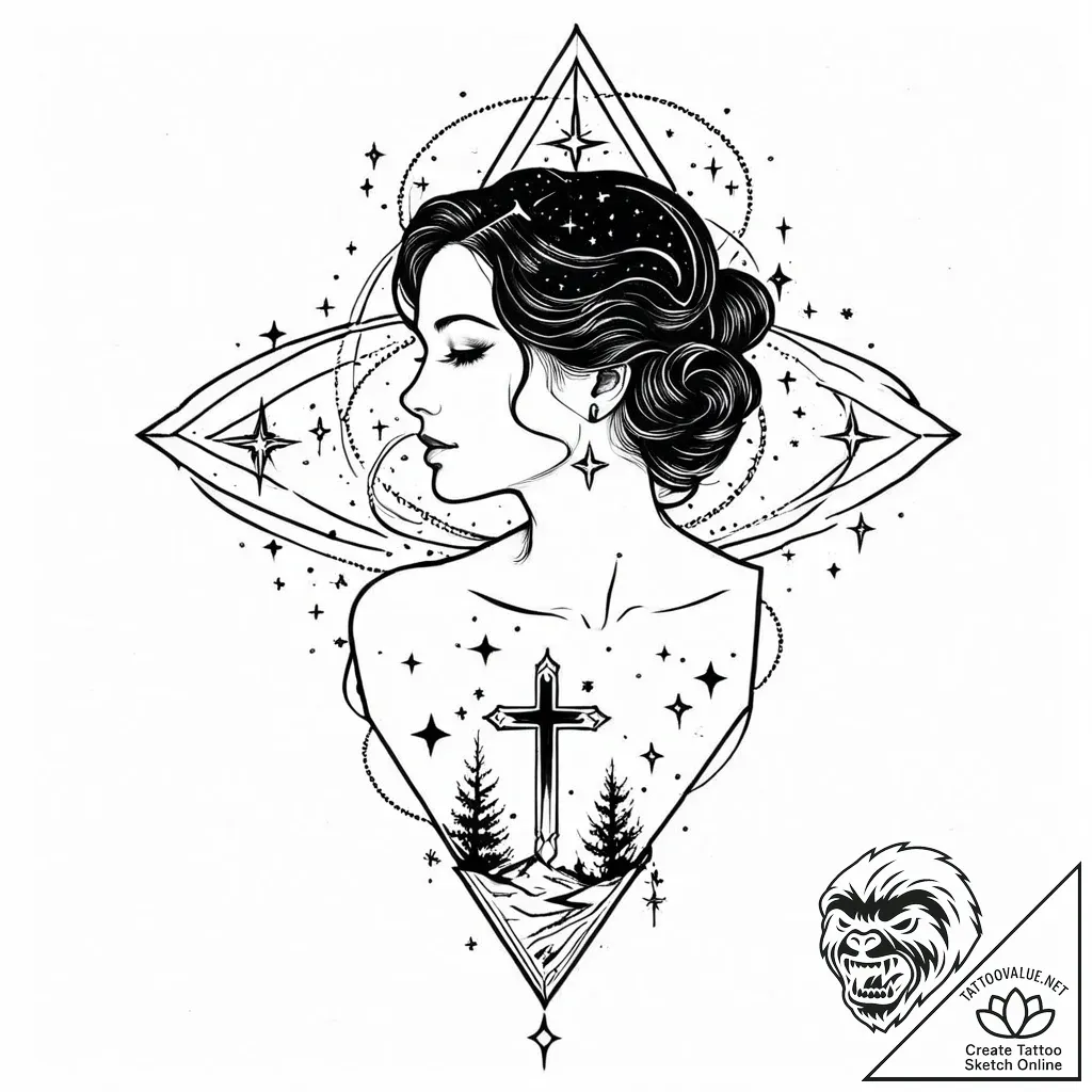 Eskizto, tattoo sketch, eve silhouette with s... - style Jaeger Mini - tattoo sketch (09.11.2025 10:38)