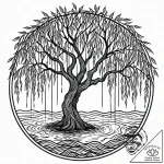 Weeping willow tree, its branches gently touc… – style Jaeger Mini – tattoo sketch (09.11.2025 10:58)