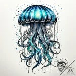 Glowing jellyfish with tentacles of pure ligh… – style Jaeger Simple – tattoo sketch (09.11.2025 11:12)