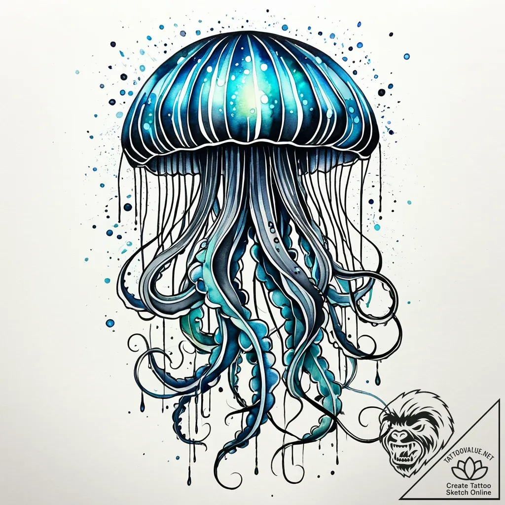 Glowing jellyfish with tentacles of pure ligh... - style Jaeger Simple - tattoo sketch (09.11.2025 11:12)
