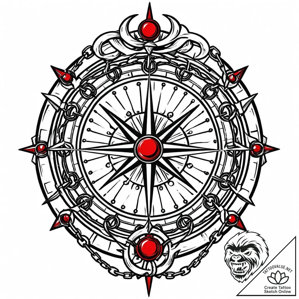Vault door bound with spectral chains, ink il... - style Jaeger Mini - tattoo sketch (09.11.2025 11:38)
