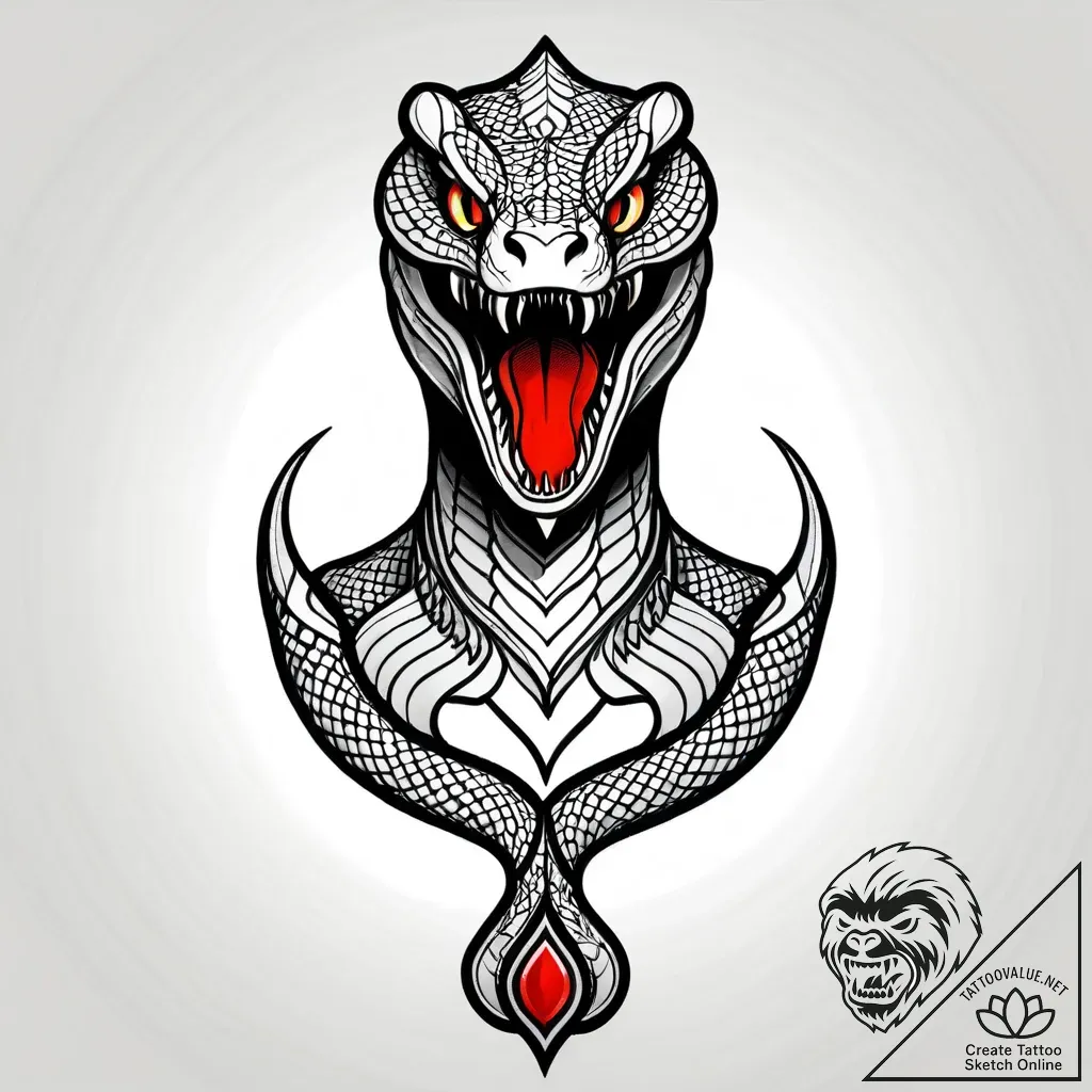 Cobra's flaring hood with an intricate, menac... - style Jagger Old - tattoo sketch (09.11.2025 11:42)
