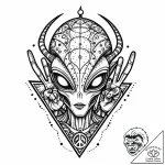 Alien head giving a peace sign, tattoo drawin… – style Jaeger Mini – tattoo sketch (09.11.2025 12:15)