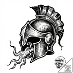 Molten helm devouring flame, ink illustration… – style Flux Inscriptions – tattoo sketch (09.11.2025 12:34)