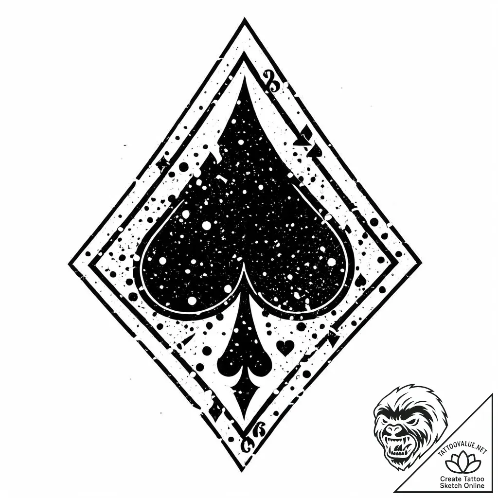 Spades card suit, tattoo drawing outline, cle... - style Jaeger Mini - tattoo sketch (09.11.2025 12:40)