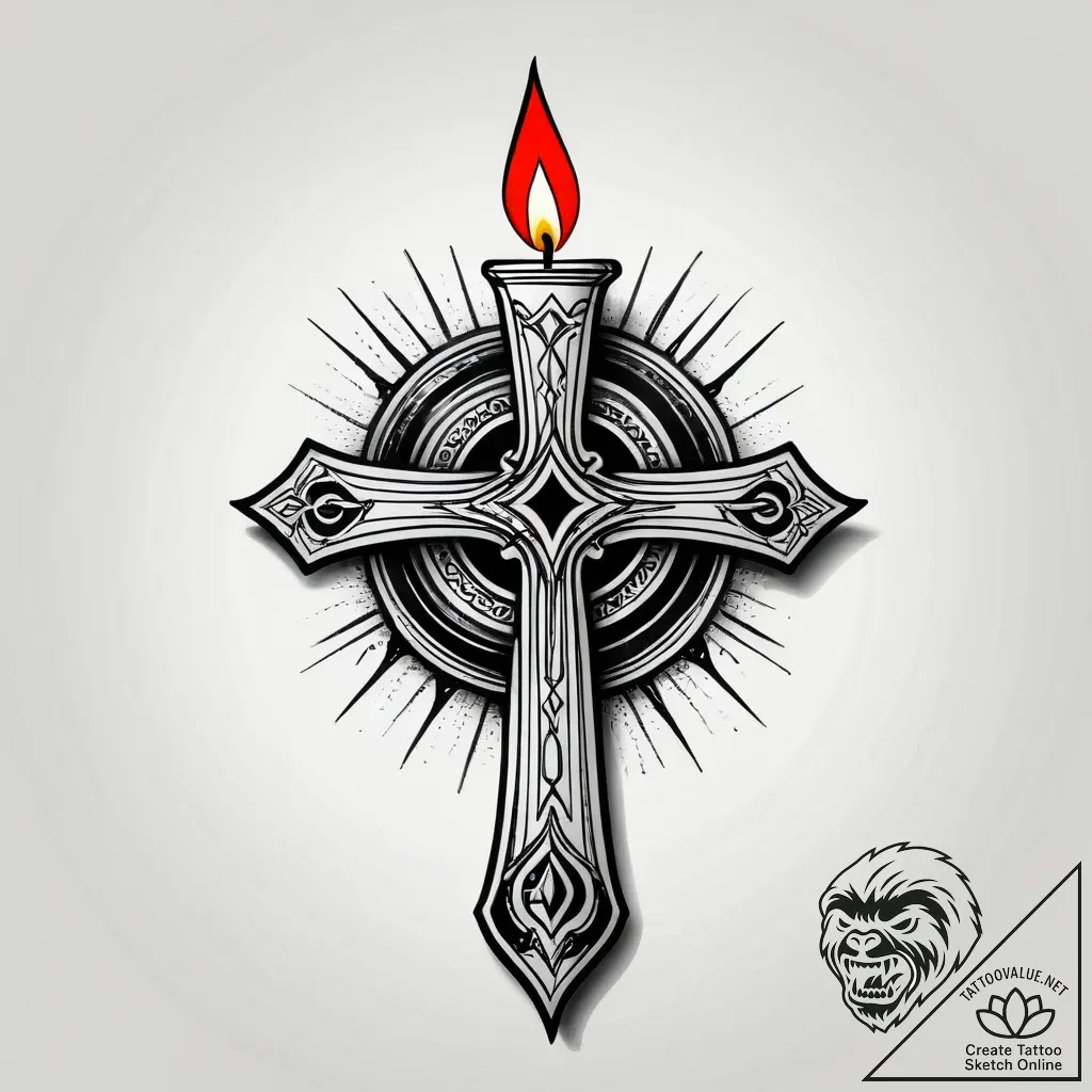 Arcane candle melting upwards, tattoo sketch... - style Jagger Old - tattoo sketch (09.11.2025 12:43)