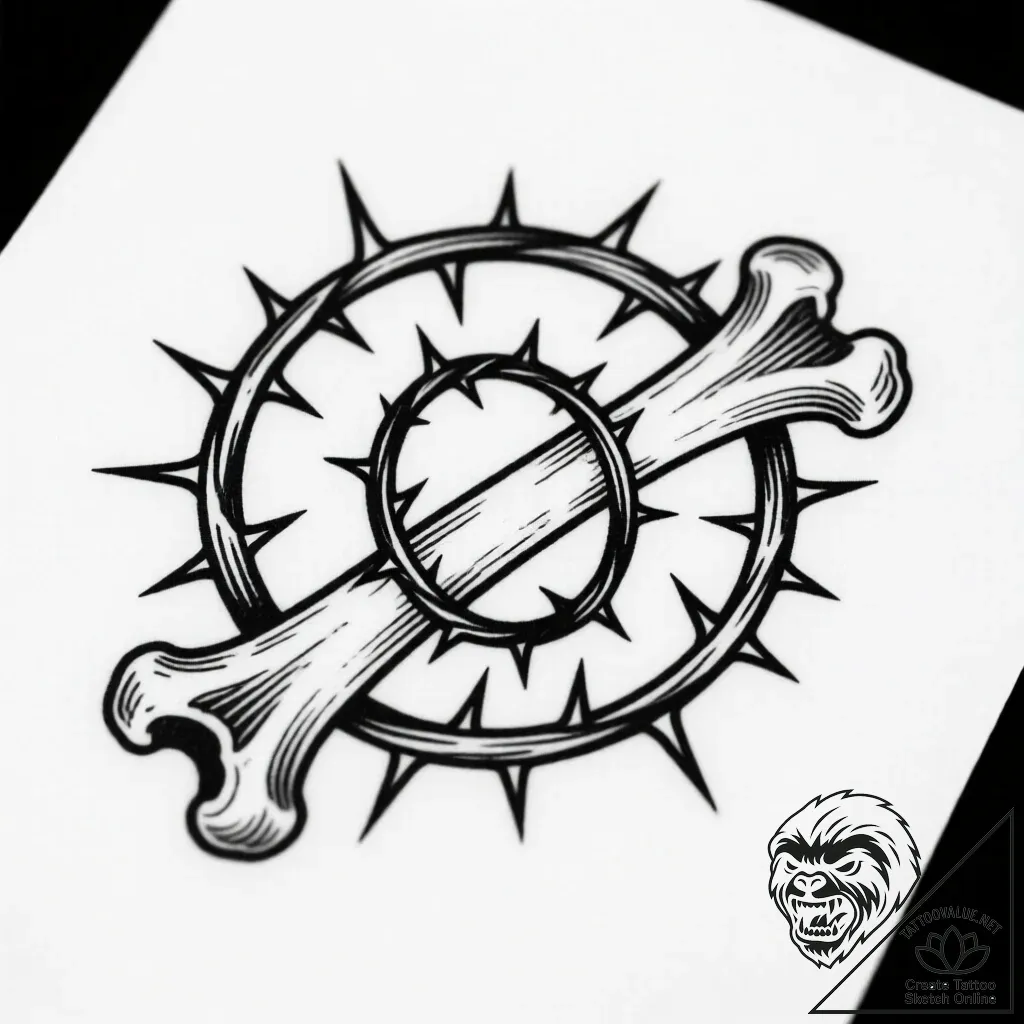 Thorn sigil carved in bone, tattoo drawing ou... - style Flux Inscriptions - tattoo sketch (09.11.2025 12:46)