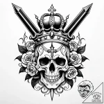 Dagger through crowned skull, tattoo drawing… – style Jaeger Simple – tattoo sketch (09.11.2025 12:49)