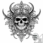 Nightshade vine beneath iron helm, tattoo dra… – style Jaeger Mini – tattoo sketch (09.11.2025 12:52)