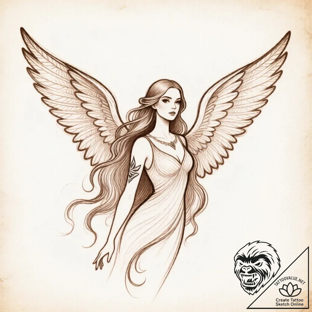 Tattoo sketch, isabela with ethereal wings ma... - style Flux Inscriptions - tattoo sketch (09.11.2025 12:58)