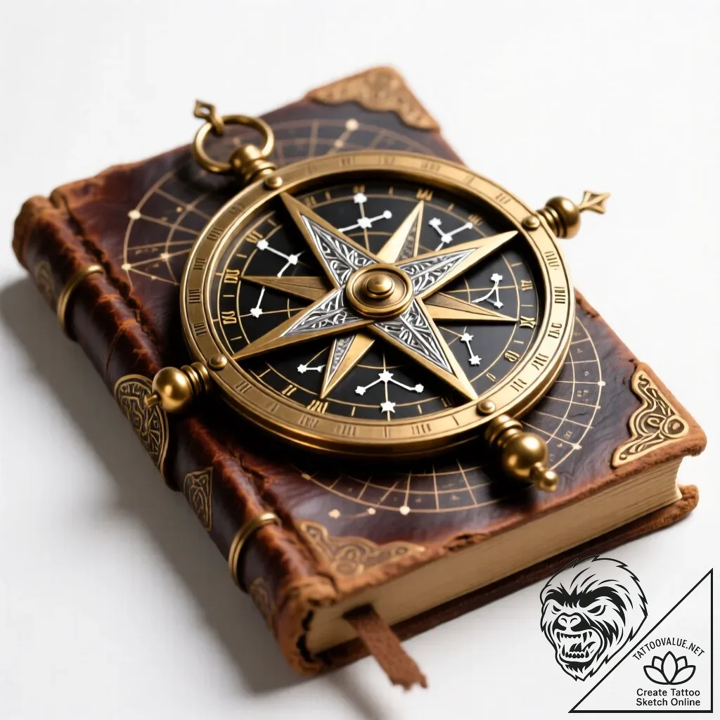 Astrolabe - style Flux Inscriptions - tattoo sketch (09.11.2025 13:10)