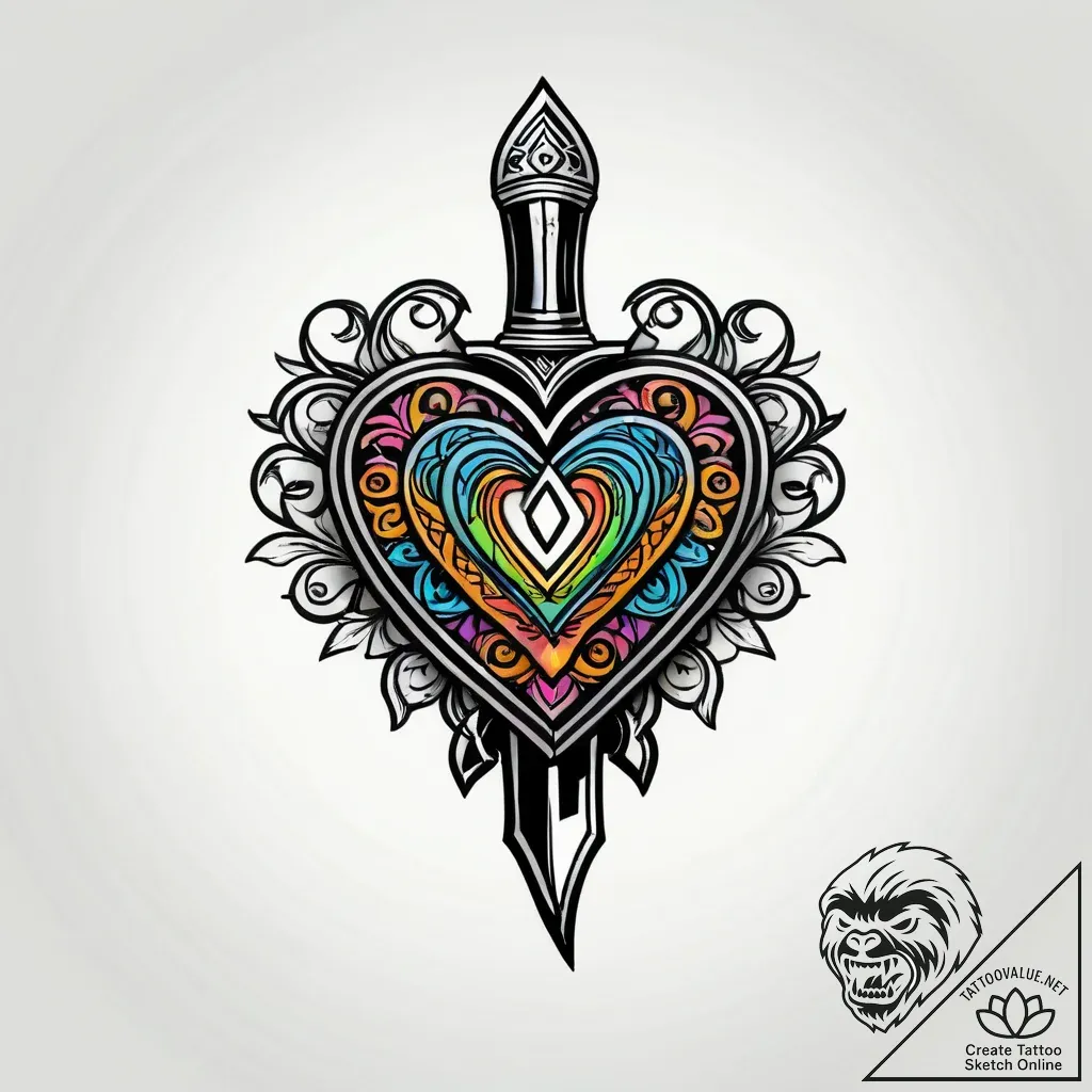 Knife through blackened heart, tattoo line ar... - style Jagger Old - tattoo sketch (09.11.2025 13:31)