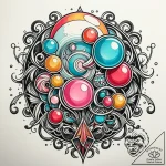 A whimsical bubble gum bubble bursting, messy… – style Jaeger Simple – tattoo sketch (09.11.2025 13:37)