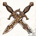 Dagger carved with runes, ink illustration fo… – style Flux Inscriptions – tattoo sketch (09.11.2025 13:46)