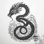 Abyssal serpent coiled on broken altar, tatto… – style Jaeger Simple – tattoo sketch (09.11.2025 13:49)