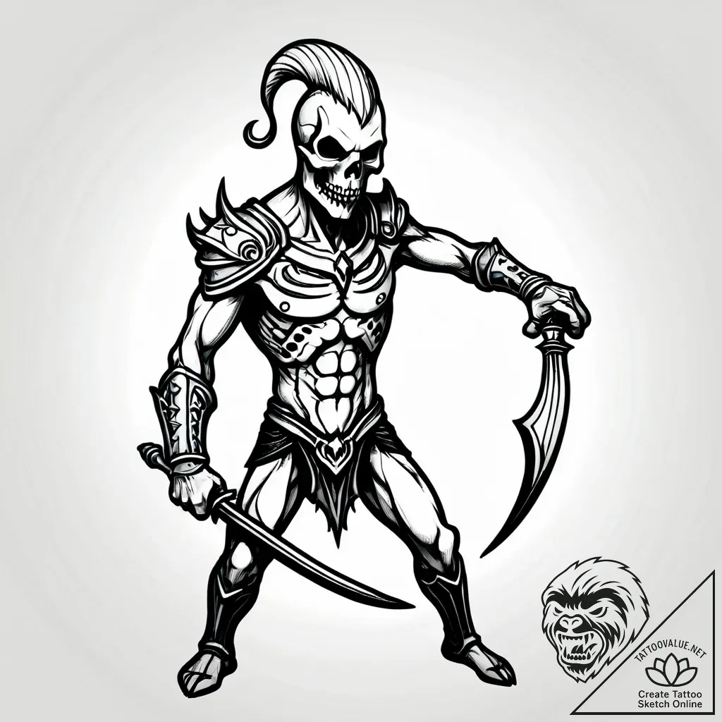 Necromancer raising skeletal warriors from th... - style Jagger Old - tattoo sketch (09.11.2025 13:55)