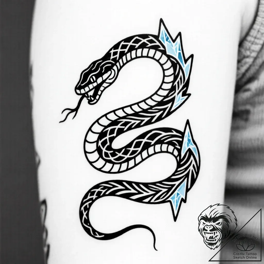 Uroboros (snake eating tail) made of fire and... - style Flux Inscriptions - tattoo sketch (09.11.2025 13:58)