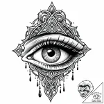A single eye shedding a tear that becomes an… – style Jaeger Mini – tattoo sketch (09.11.2025 14:04)