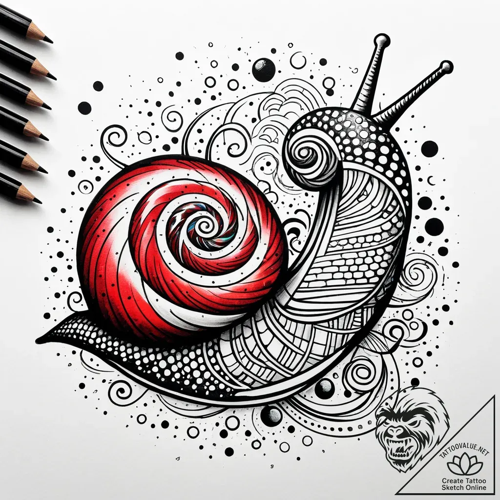 Snail leaving a rainbow trail, tattoo flash s... - style Jaeger Simple - tattoo sketch (09.11.2025 14:13)