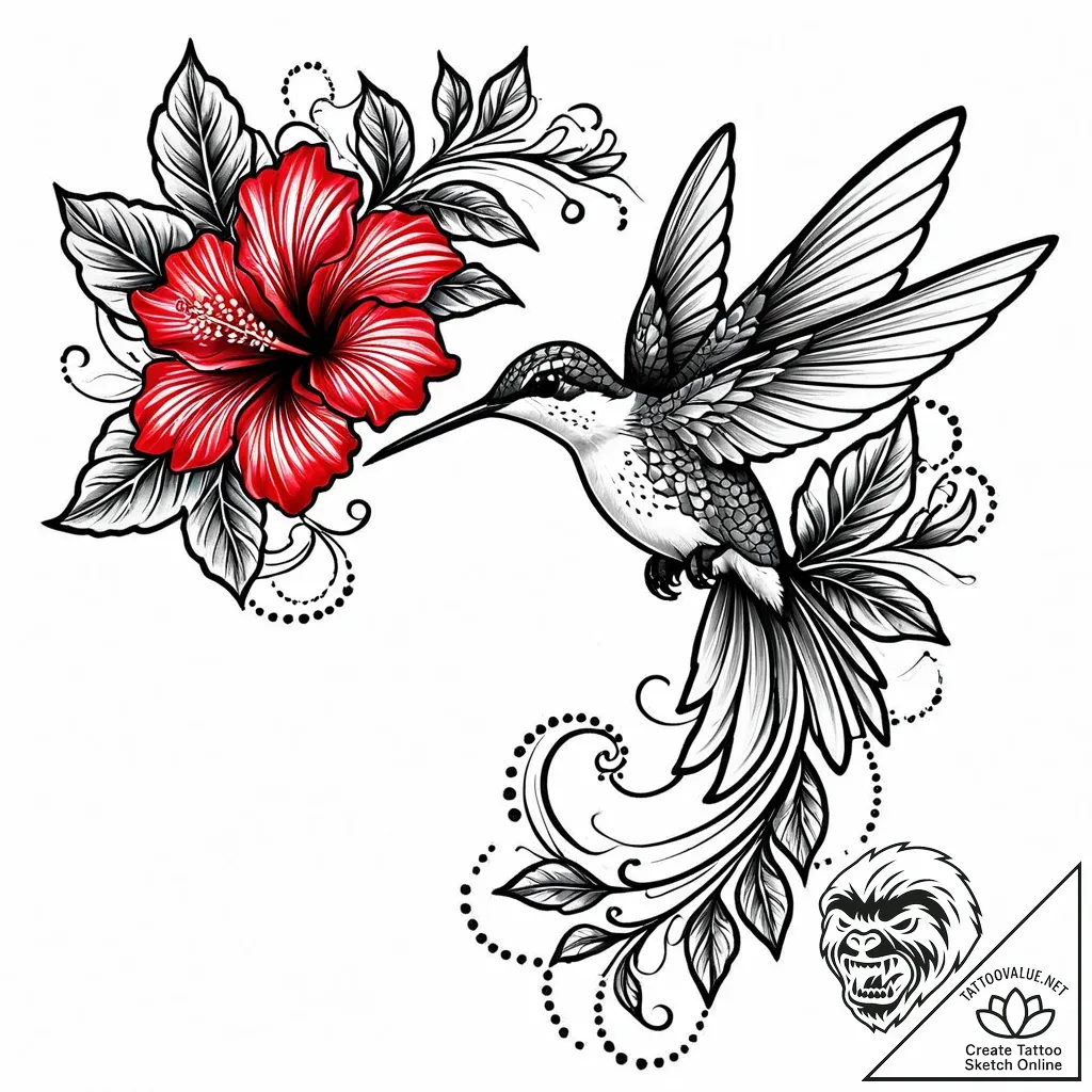 Tattoo sketch, delicate colibri bird feeding... - style Jaeger Mini - tattoo sketch (09.11.2025 14:16)