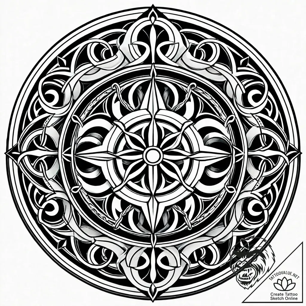 Arcane chains forming circle, tattoo flash sh... - style Jaeger Simple - tattoo sketch (09.11.2025 14:25)