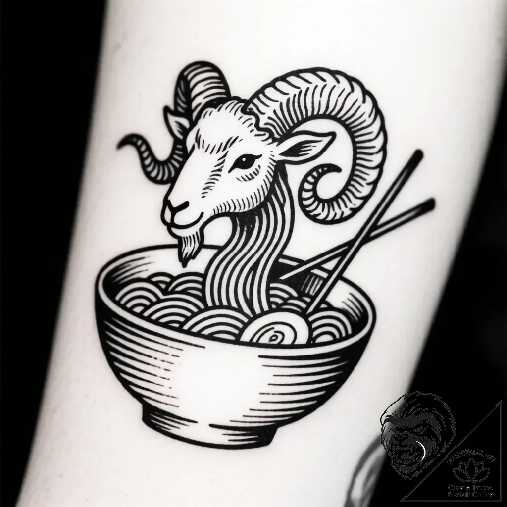 Ramen bowl with a narutomaki swirl, tattoo sk... - style Flux Inscriptions - tattoo sketch (09.11.2025 14:46)