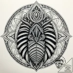 Fossilized trilobite with a microchip embedde… – style Jaeger Simple – tattoo sketch (09.11.2025 14:49)