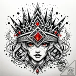 Burning crown with molten jewels, concept art… – style Jaeger Simple – tattoo sketch (09.11.2025 15:01)