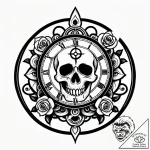 Clock tower entwined with vines, tattoo flash… – style Jagger Old – tattoo sketch (09.11.2025 15:19)