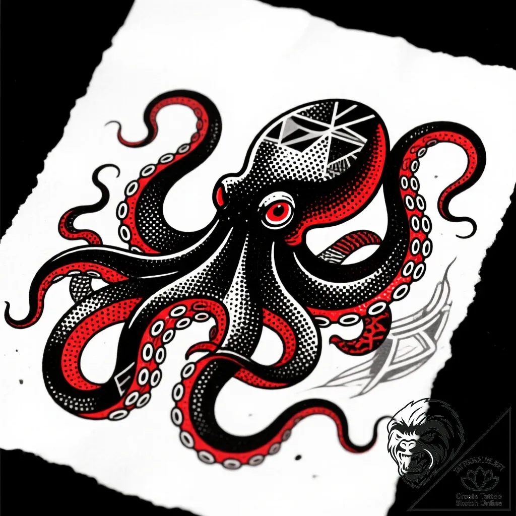 Kraken tentacle curling around compass, artis... - style Flux Inscriptions - tattoo sketch (09.11.2025 15:22)