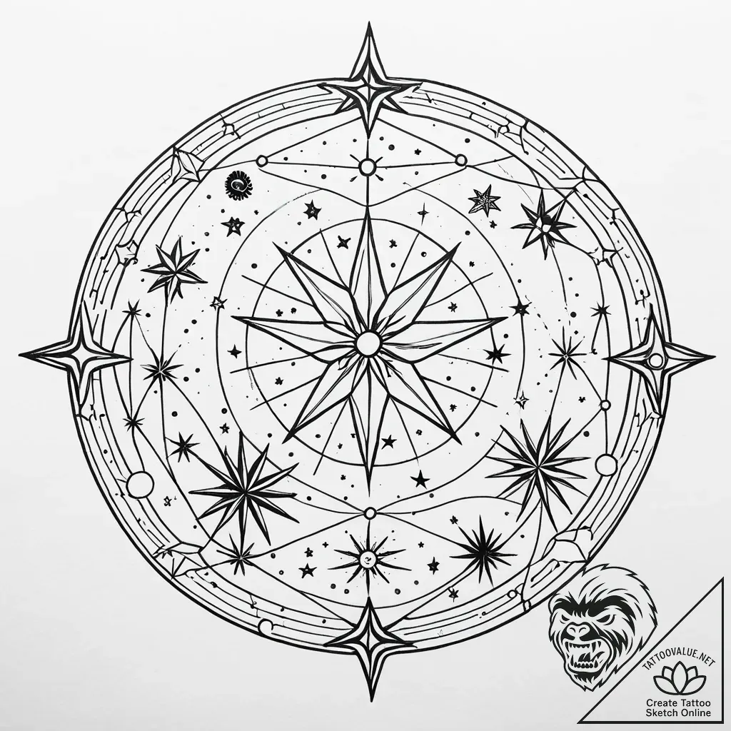 Tattoo sketch, earthsea stars constellation,... - style Jaeger Simple - tattoo sketch (09.11.2025 15:37)